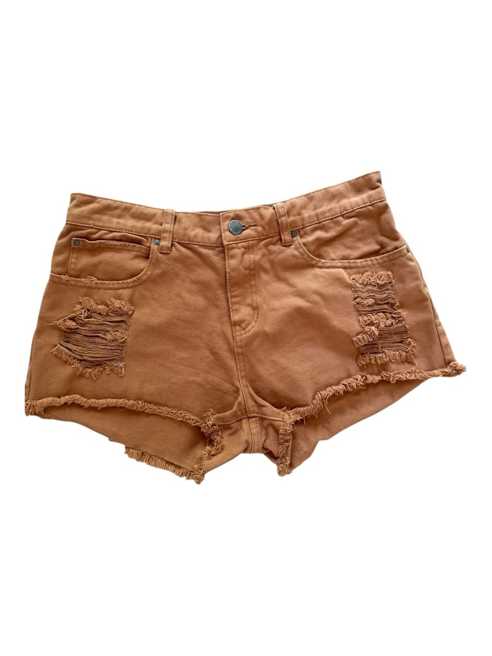 Billabong High Rise Women's Rust Tan Distressed Denim Shorts